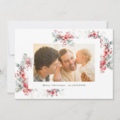 waterverf Kerst Botanisch lijst Feestdagenkaart (Voorkant)