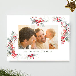 waterverf Kerst Botanisch lijst Feestdagenkaart