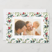 waterverf Kerst Botanisch lijst Feestdagenkaart (Voorkant)