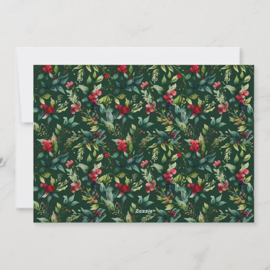 waterverf Kerst Botanisch lijst Feestdagenkaart (Achterkant)