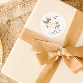 Waterverf Kerst Botanische Aangepaste Naam Wit Ronde Sticker