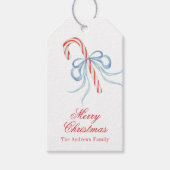Waterverf Kerst Bow Candy Cane Cadeaulabel (Voorkant)