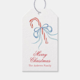 Waterverf Kerst Bow Candy Cane Cadeaulabel