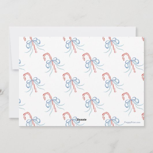 Waterverf Kerst Bow Candy Cane Foto Feestdagenkaart (Achterkant)