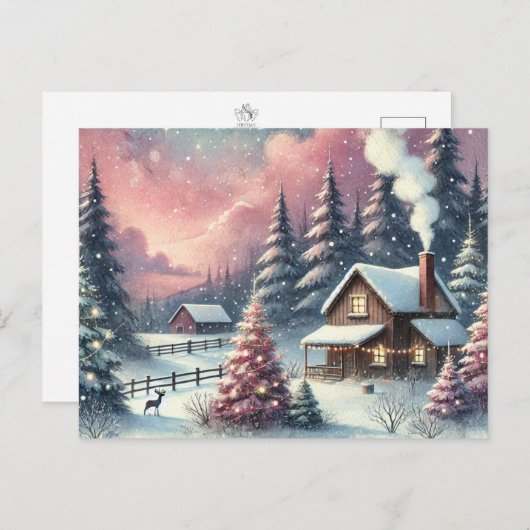  Waterverf kerst Briefkaart (Voorkant / Achterkant)