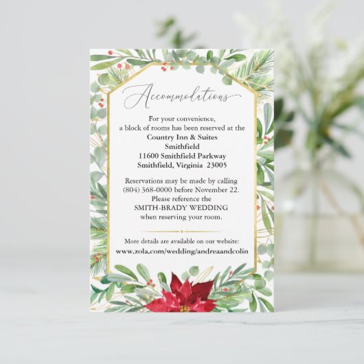 Waterverf Kerst Bruiloft Accommodaties Informatiekaartje (Staand voorkant)