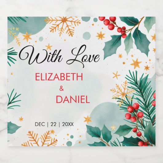 Waterverf Kerst bruiloft bierflesetiketten Bier Etiket (Enkel label)