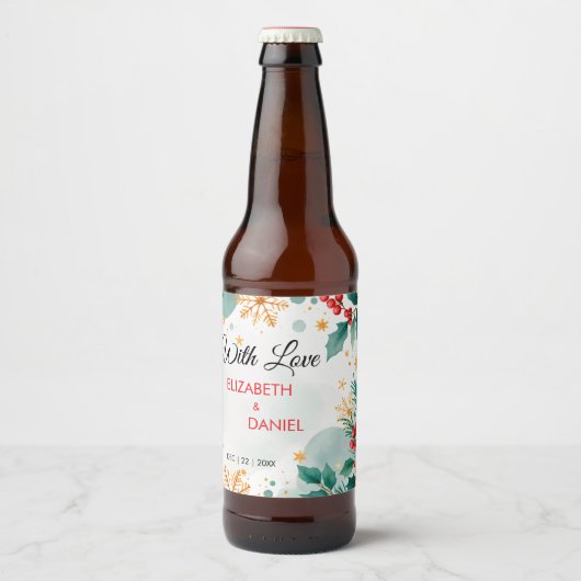 Waterverf Kerst bruiloft bierflesetiketten Bier Etiket (Voorkant)