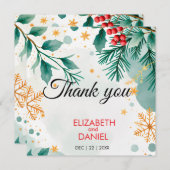 Waterverf Kerst bruiloft dank u kaart (Voorkant / Achterkant)