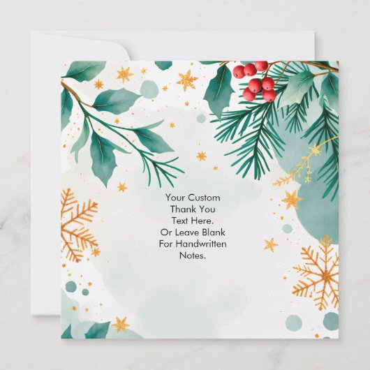 Waterverf Kerst bruiloft dank u kaart (Achterkant)
