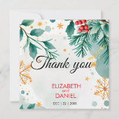 Waterverf Kerst bruiloft dank u kaart (Voorkant)