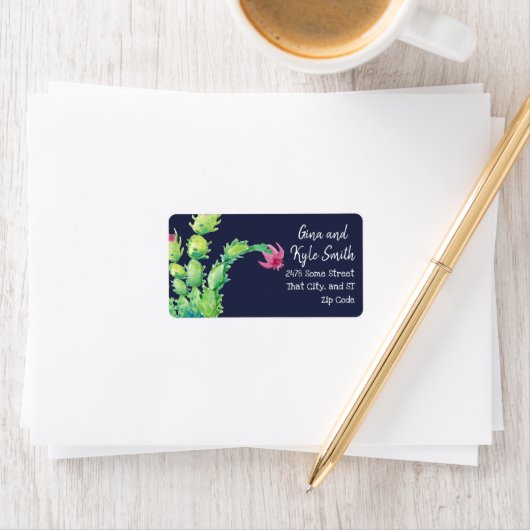 Waterverf Kerst Cactus Mailing Adresetiketten Etiket (Insitu)