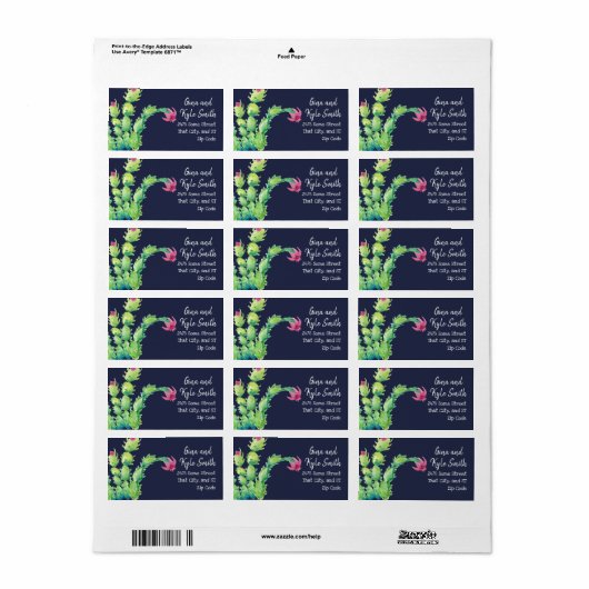 Waterverf Kerst Cactus Mailing Adresetiketten Etiket (Full Sheet)