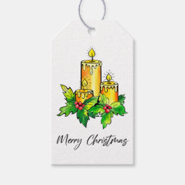 Waterverf kerst cadeaulabel