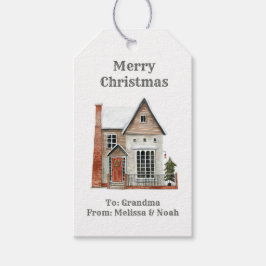 waterverf kerst cadeaulabel