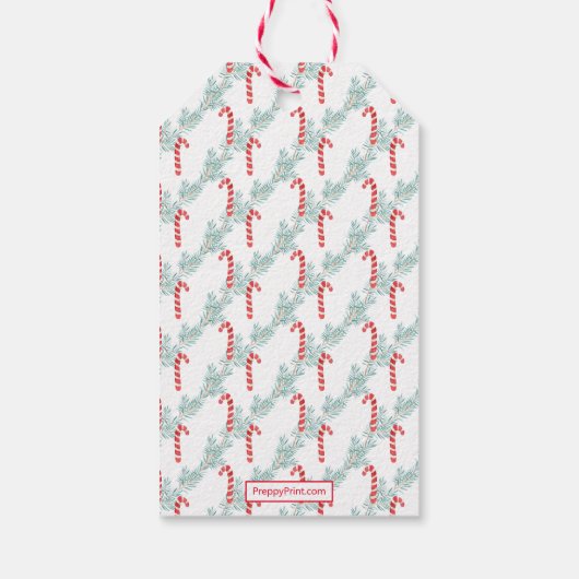 Waterverf Kerst Candy Cane Cadeaulabel (Achterkant)