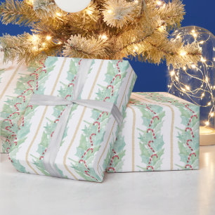 Waterverf Kerst Candy Cane Garland Cadeaupapier
