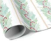Waterverf Kerst Candy Cane Garland Cadeaupapier (Rol Hoek)