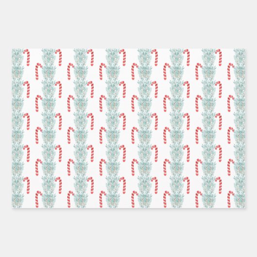 Waterverf Kerst Candy Cane Garland Inpakpapier Vel (Voorkant 2)