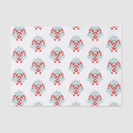 Waterverf Kerst Candy Cane Garland Tissuepapier (Voorkant)