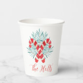 Waterverf Kerst Candy Cane gepersonaliseerd Papieren Bekers (Voorkant)