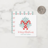 Waterverf Kerst Candy Cane Gift Enclosure Notitiekaartje (Voorkant / Achterkant in situ)