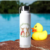 Waterverf Kerst Caribou Paar Waterfles