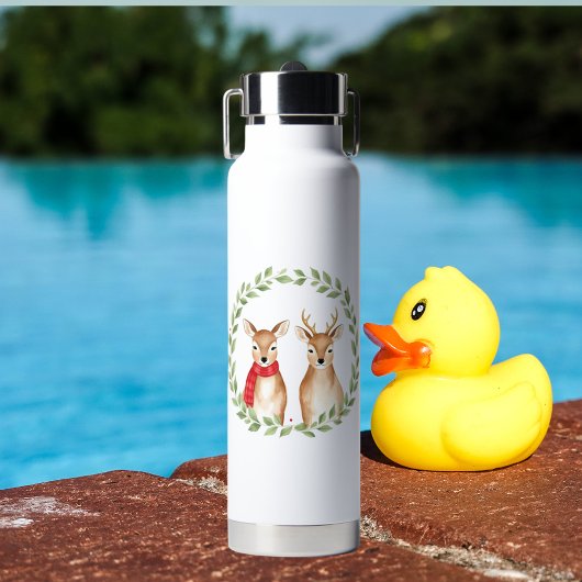 Waterverf Kerst Caribou Paar Waterfles