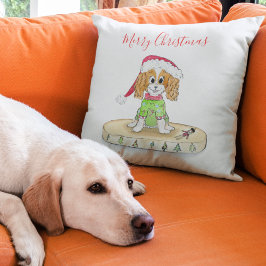 Waterverf Kerst Cavalier King Charles Spaniel   Kussen