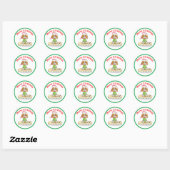 Waterverf Kerst Cavalier King Charles Spaniel Ronde Sticker (Vel)