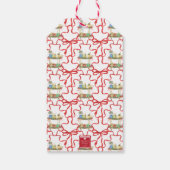 Waterverf Kerst Champagne Bar Winkelwagen Cadeaulabel (Achterkant)