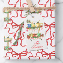 Waterverf Kerst Champagne Bar Winkelwagen