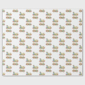 Waterverf Kerst Champagne Bar Winkelwagen Cadeaupapier (Vlak)