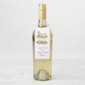 Waterverf Kerst Champagne Bar Winkelwagen Flessenhanger (Op fles)