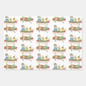 Waterverf Kerst Champagne Bar Winkelwagen Inpakpapier Vel (Voorkant)