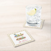 Waterverf Kerst Champagne Bar Winkelwagen Kartonnen Onderzetters (Insitu)