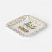 Waterverf Kerst Champagne Bar Winkelwagen Papieren Bordje (Gebogen)