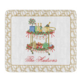 Waterverf Kerst Champagne Bar Winkelwagen Snijplank (Voorkant)