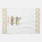 Waterverf Kerst Champagne Bar Winkelwagen Theedoek (Horizontaal)