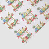 Waterverf Kerst Champagne Bar Winkelwagen Tissuepapier (Detail)