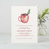 Waterverf Kerst Cocktail Kerstfeest Uitnodiging (Staand voorkant)