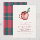 Waterverf Kerst Cocktail Kerstfeest Uitnodiging (Voorkant / Achterkant)