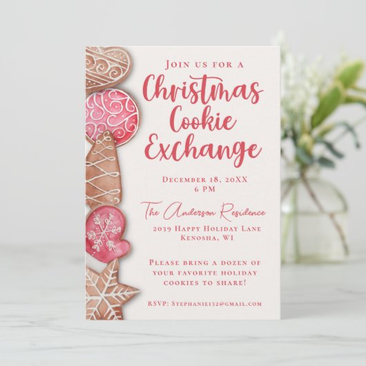 Waterverf Kerst Cookie Exchange Kaart (Staand voorkant)