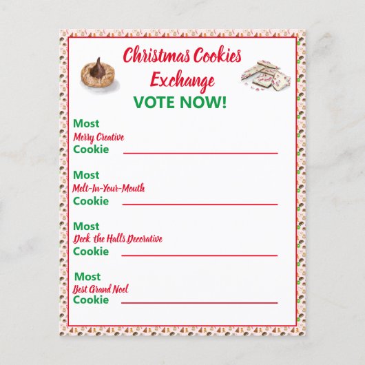 Waterverf Kerst Cookies Exchange Stemspel (Voorkant)
