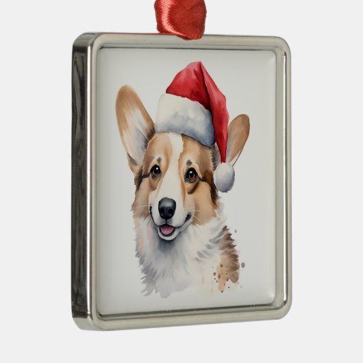 Waterverf Kerst Corgi Ornament (Rechts)