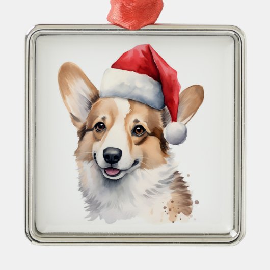Waterverf Kerst Corgi Ornament (Voorkant)