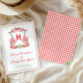 Waterverf Kerst Cowboy Laarzen Monogram Crest Feestdagenkaart