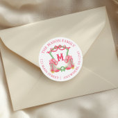 Waterverf Kerst Cowboy Laarzen Monogram Crest Ronde Sticker