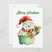 Waterverf Kerst cupcake tekst toevoegen Feestdagenkaart (Voorkant / Achterkant)