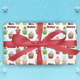Waterverf Kerst Cupcakes Cadeaupapier